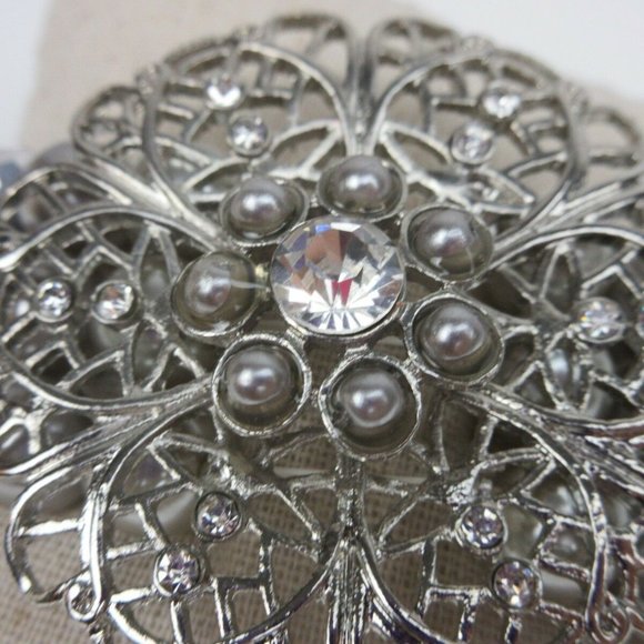 Fashion Silver Stretch Bracelet Large Flower Silve - Picture 7 of 7